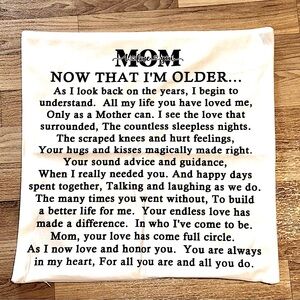 18" Mom Quote From Child Pillow Cover NWT